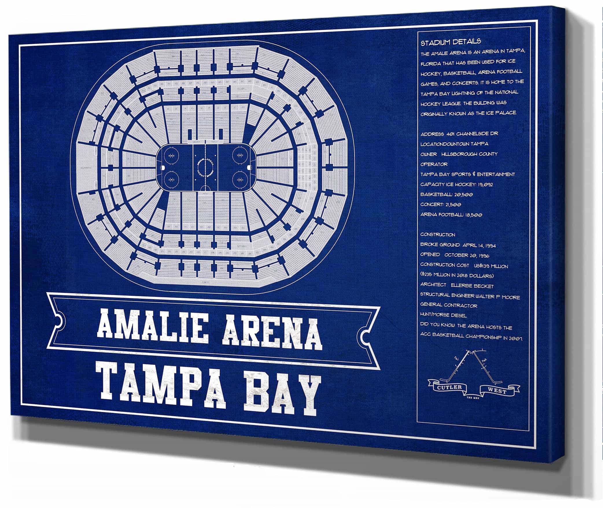 Tampa Bay Lightning Amalie Arena Blueprint Cutler West