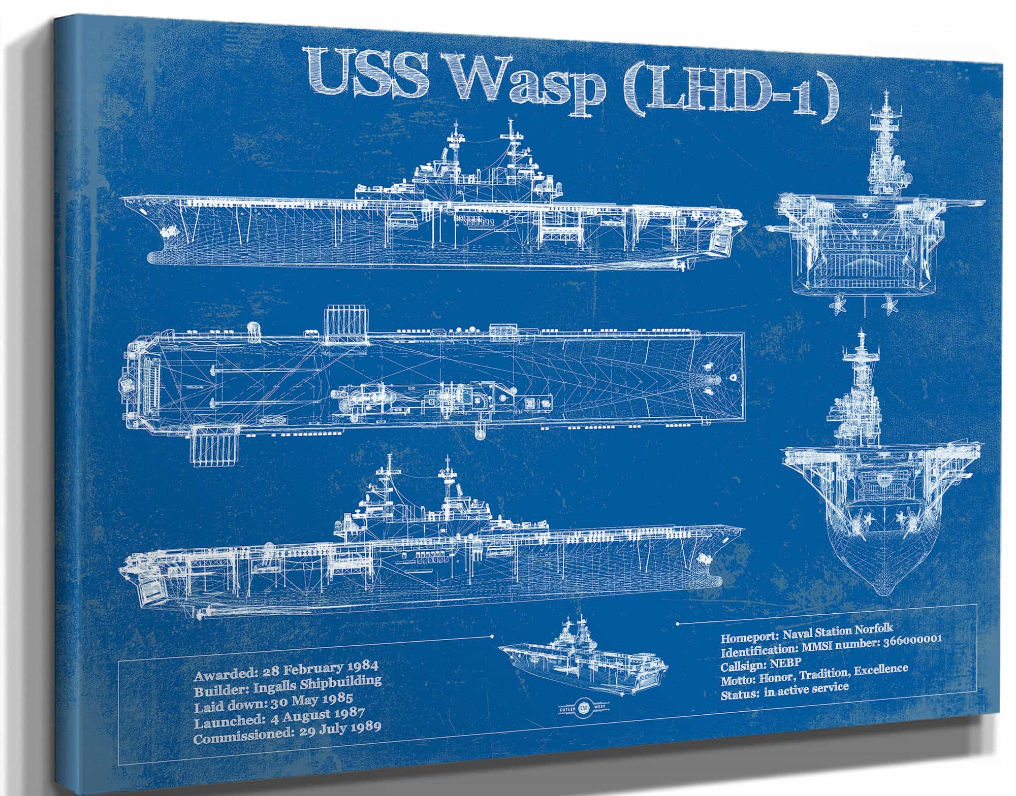 USS Wasp LHD-1 Aircraft Carrier Blueprint | Cutler West