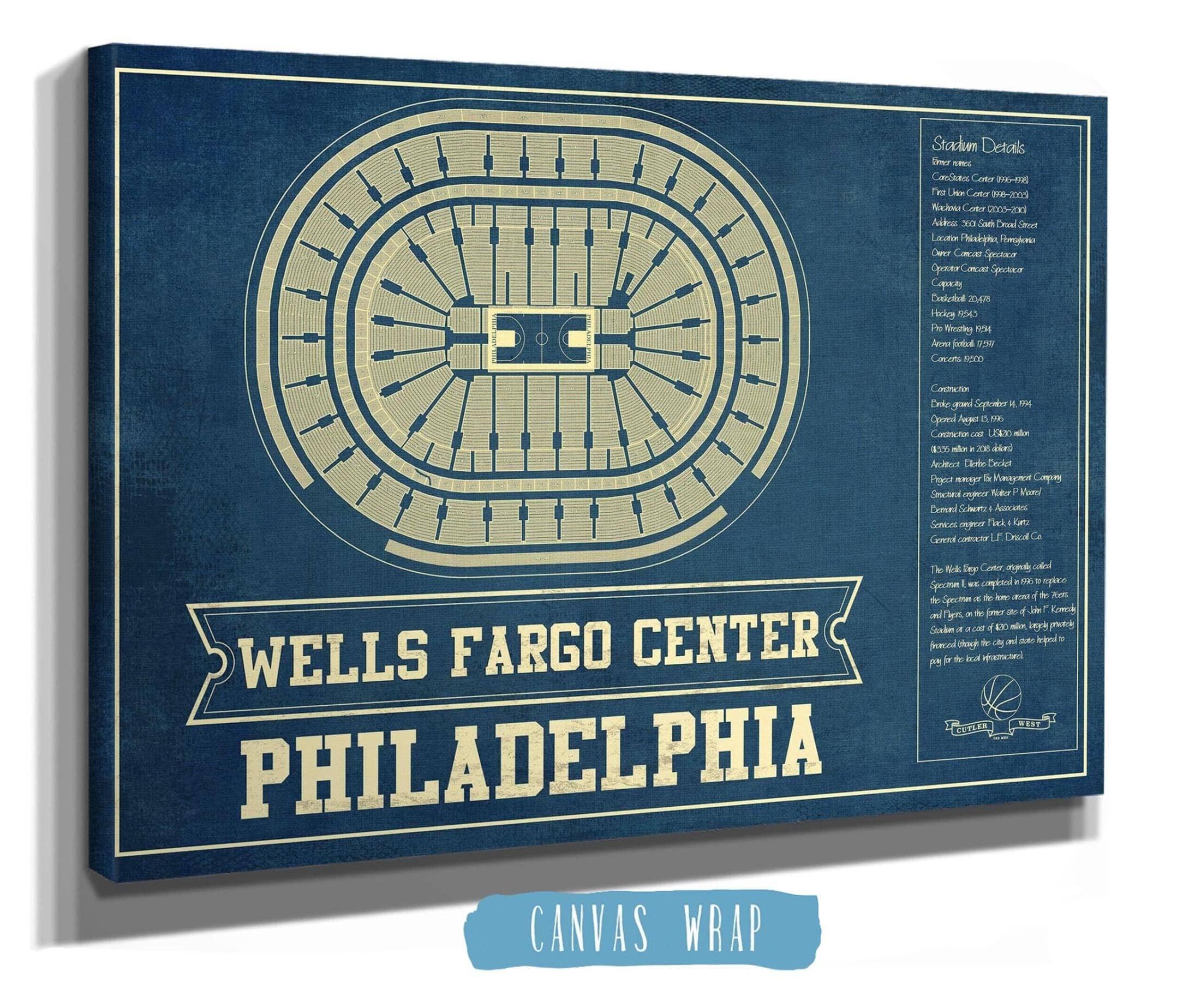 Philadelphia 76ers Wells Fargo Center Vintage Basketball Blueprint