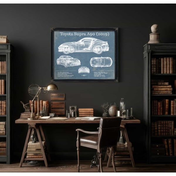 Toyota Supra A90 2019 Blueprint Vintage Auto Print
