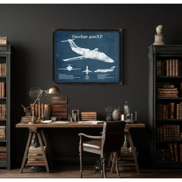 Hawker 400XP Vintage Blueprint Airplane Print