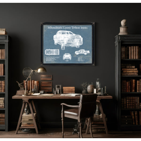 Mitsubishi L200 Triton 2021 Vintage Blueprint Auto Print