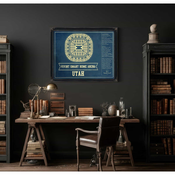 Utah Jazz - Vivint Smart Home Arena Seating Chart Vintage Art Print