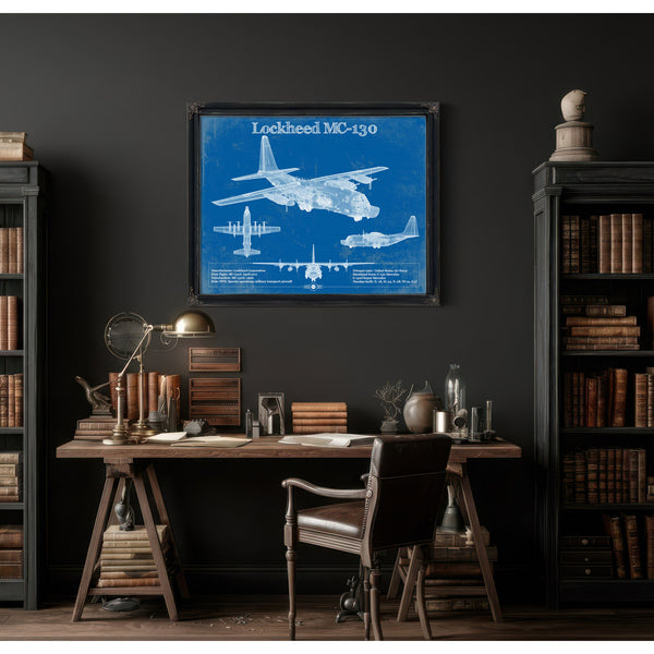 Lockheed MC-130 Vintage Aviation Blueprint Military Print