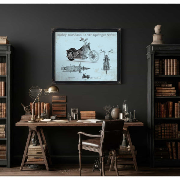 Harley-Davidson FXSTS Springer Softail Blueprint Motorcycle Patent Print