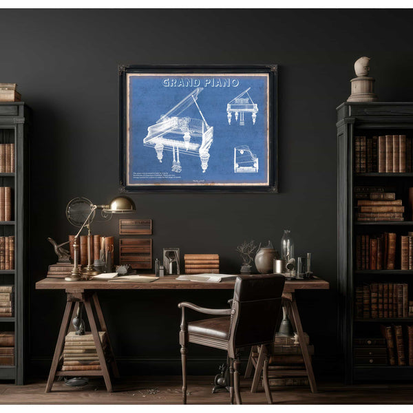 Grand Piano Musical Instrument Original Blueprint Art