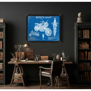 BMW R nine T Blueprint Vintage Motorcycle Print
