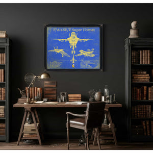 F/A-18F Super Hornet Patent Blueprint Original Military Wall Art