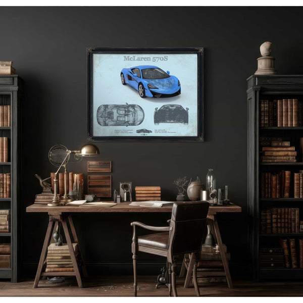 McLaren 570S Blueprint Vintage Auto Print
