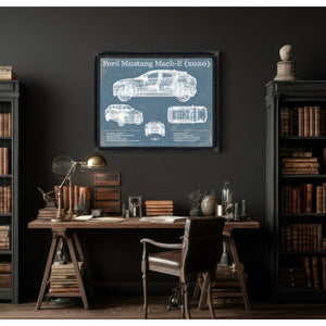 Ford Mustang Mach-E 2020 Blueprint Vintage Auto Print