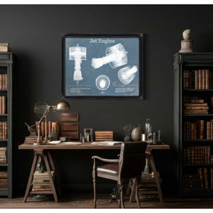 Jet Engine Vintage Original Blueprint Print