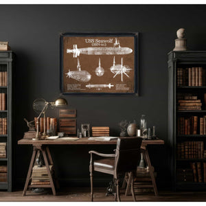 USS Seawolf (SSN-21) Blueprint Original Military Wall Art - Customizable