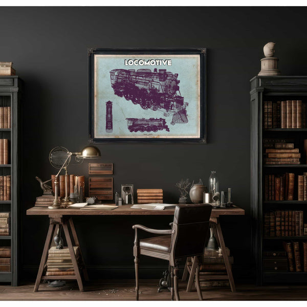 Locomotive Vintage Train Print
