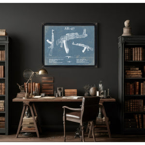 AK-47 Blueprint Vintage Gun Print