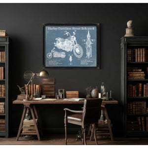 Harley-Davidson Street Bob 2018 Blueprint Motorcycle Patent Print