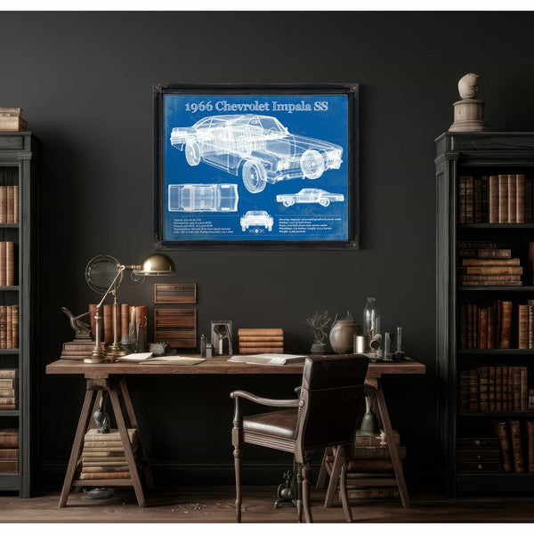 1966 Chevrolet Impala SS Blueprint Vintage Auto Print