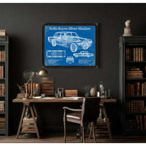 Rolls Royce Silver Shadow Vintage Blueprint Auto Print