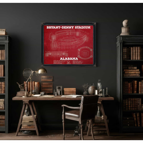 Alabama Crimson Tide Stadium Art - Bryant-Denny Stadium Vintage Seating Chart