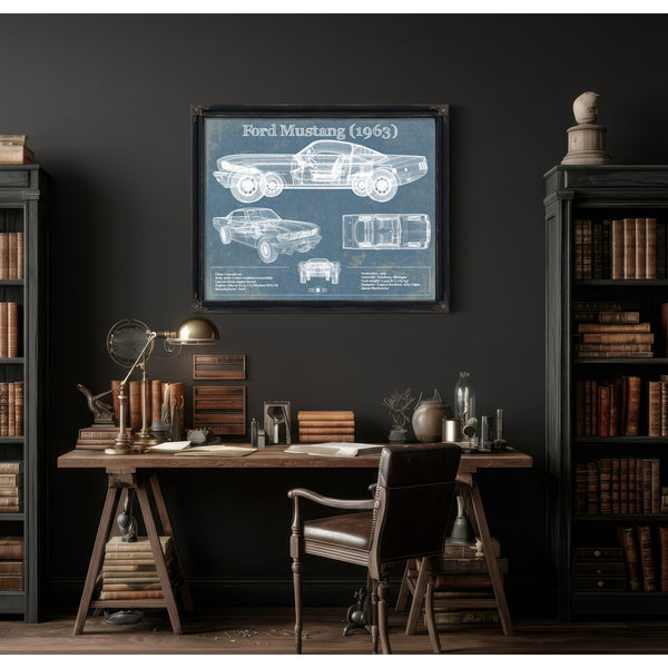 Ford Mustang 1963 Original Blueprint Art