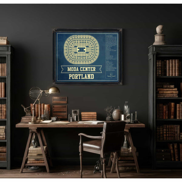 Portland Trail Blazers Moda Center Vintage Basketball Blueprint NBA Print