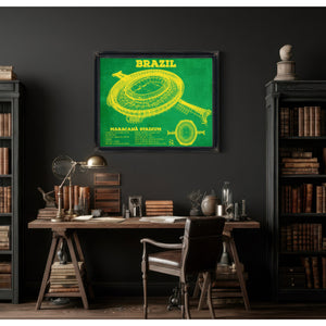 Brazil National Football Team Vintage MaracanÃ£ Stadium Soccer Print