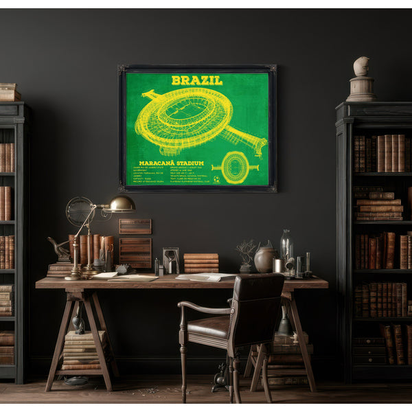 Brazil National Football Team Vintage MaracanÃ£ Stadium Soccer Print
