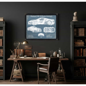 Ferrari F8 Tributo (2019) Blueprint Vintage Auto Print