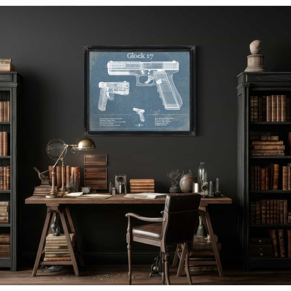 Glock 17 Blueprint Vintage Gun Print