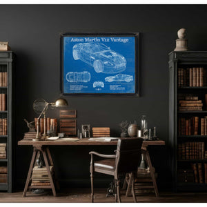 Original Aston Martin V12 Blueprint Vintage Auto Print