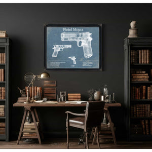 Pistol M1911 Blueprint Vintage Gun Print