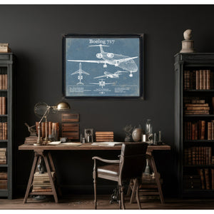 Boeing 717 Vintage Aviation Blueprint Print - Custom Pilot Name Can Be Added