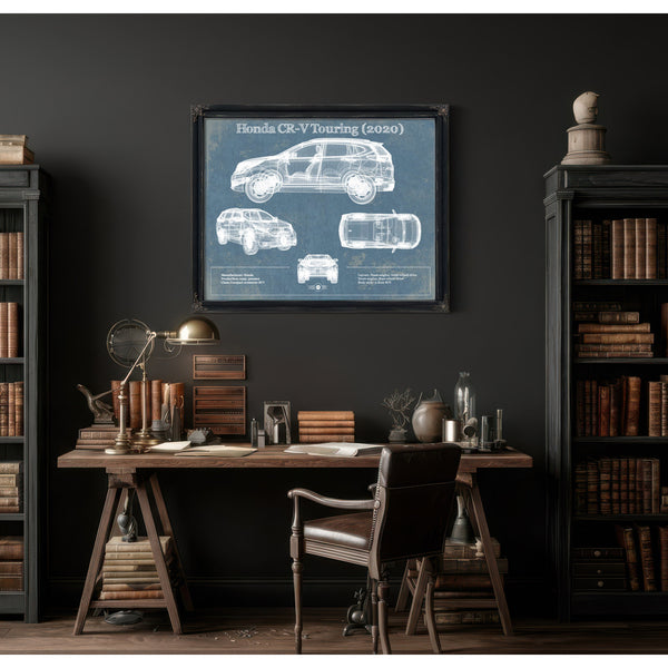 Honda CR-V Touring (2020) Vintage Blueprint Auto Print