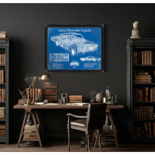 1963 Chevrolet Impala Blueprint Vintage Auto Print
