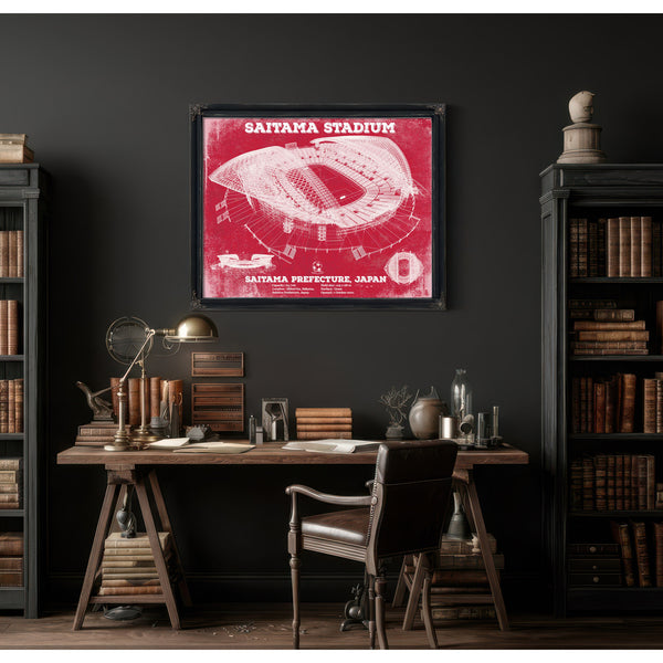 Japan National Football Team Red Saitama Stadium Soccer Print