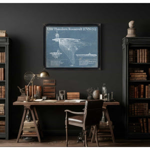 USS Theodore Roosevelt Aircraft Carrier Blueprint Original Military Wall Art