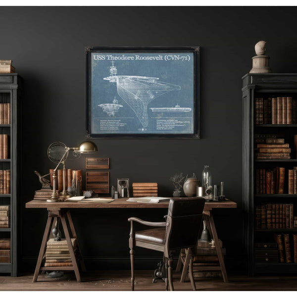 USS Theodore Roosevelt Aircraft Carrier Blueprint Original Military Wall Art