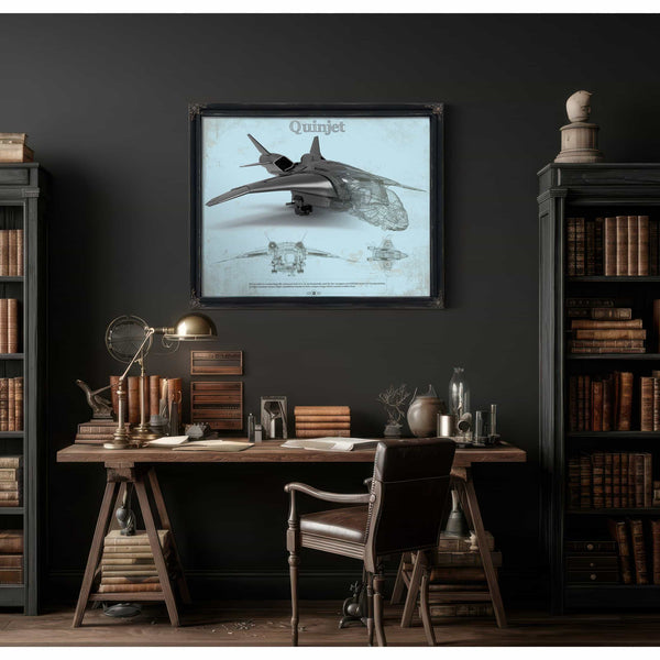 Quinjet Avengers Vintage Blueprint Wall Art