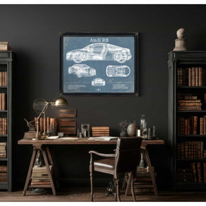 Audi R8 Vintage Blueprint Auto Print