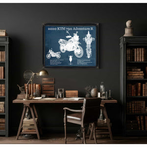 2020 Ktm 790 Adventure R Vintage Blueprint Auto Print