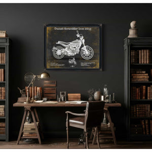 Ducati Scrambler Icon 2015 Vintage Blueprint Motorcycle Patent Print