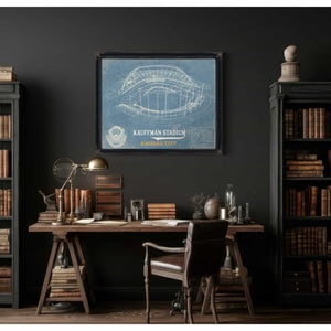 Kansas City Royals Kauffman Stadium Vintage Baseball Print