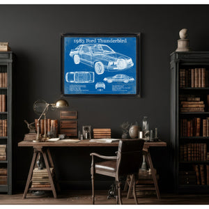 1983 Ford Thunderbird Vintage Blueprint Auto Print
