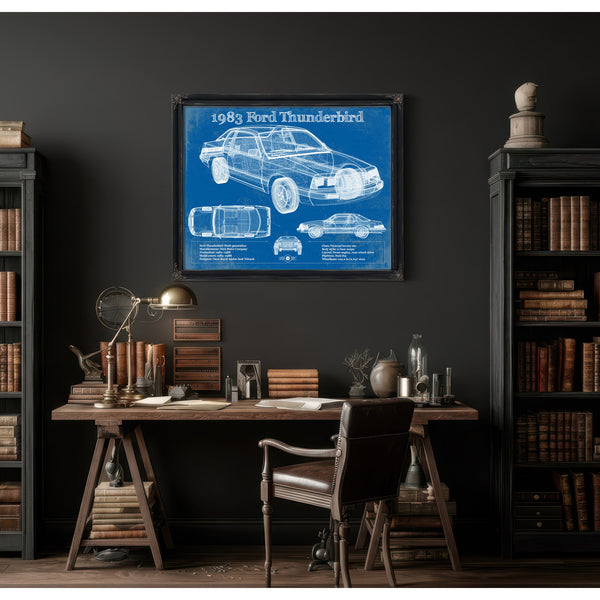 1983 Ford Thunderbird Vintage Blueprint Auto Print