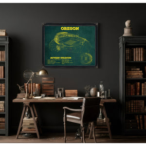 Vintage Autzen Stadium Blueprint - Oregon Ducks Football Print