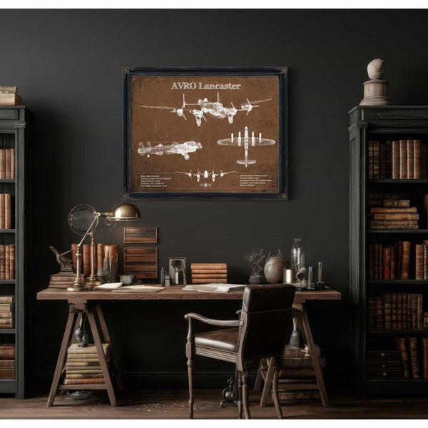 AVRO Lancaster UK Heavy Bomber Blueprint Original Military Wall Art