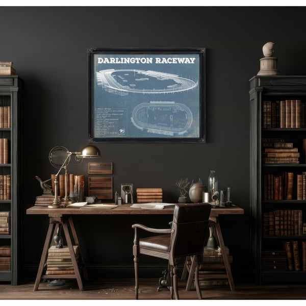 Darlington Raceway Charcoal Blueprint NASCAR Race Track Print