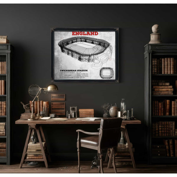England Rugby - Vintage Twickenham Stadium Print