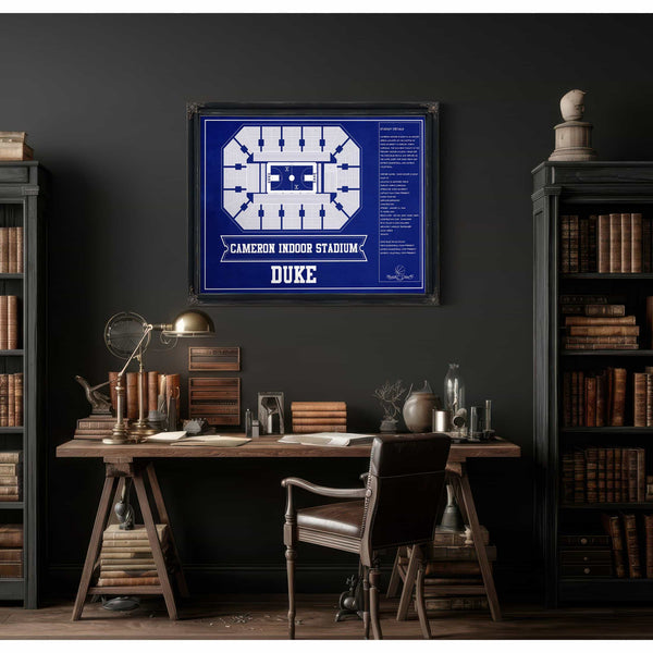 Duke Blue Devils - Cameron Indoor Stadium Seating Chart Team Color - College Basketball Blueprint Art