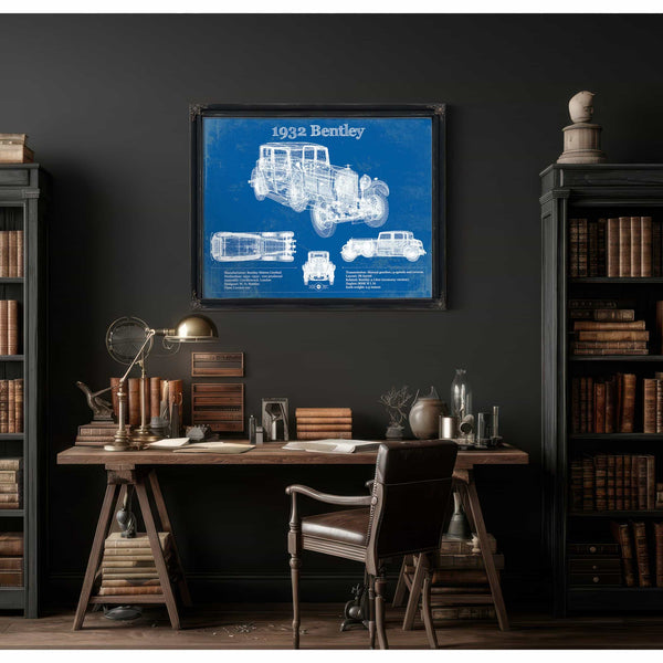 1932 Bentley Vintage Blueprint Auto Print