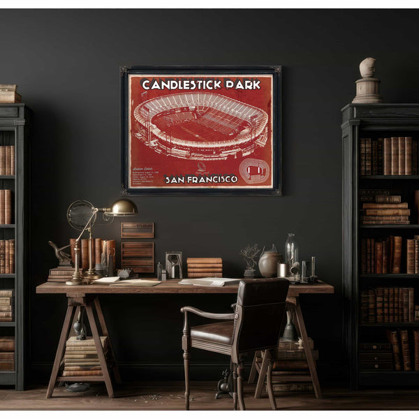 San Francisco 49ers - Vintage Candlestick Park Football Print
